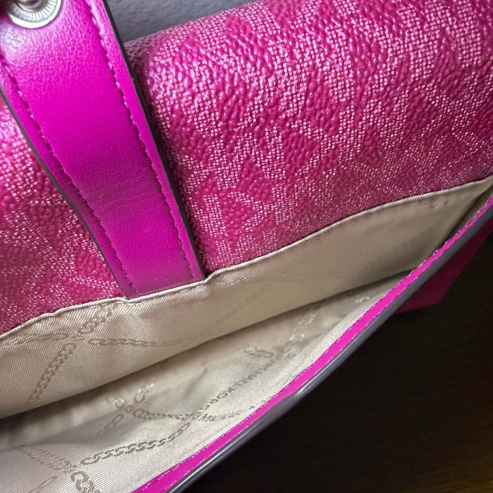 Michael Kors Jet Set Travel Logo Crossbody Wallet Bag Pink - Picture 7 of 10